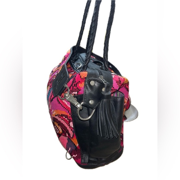 Amado Women's Crossbody Leather & Fabric Convertable Day BagBraided Handles NWOT - Picture 4 of 15